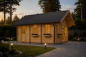 Blockbohlenhaus mit Schlafboden SALLY (44+44mm), 27m² Isoliert – Bild 2