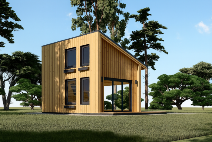 Blockbohlenhaus SANDRA (44mm + Holzverschalung), 20m² Extra Isoliert – Bild 4