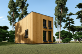 Blockbohlenhaus SANDRA (44mm + Holzverschalung), 20m² Extra Isoliert – Bild 2