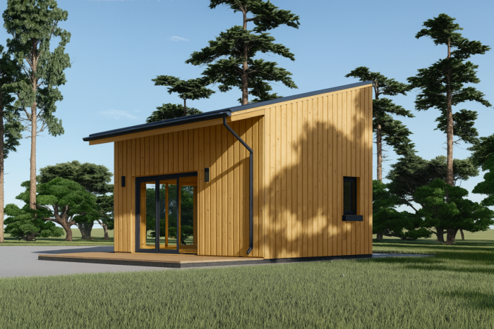 Blockbohlenhaus SANDRA (44mm + Holzverschalung), 20m² Extra Isoliert – Bild 3