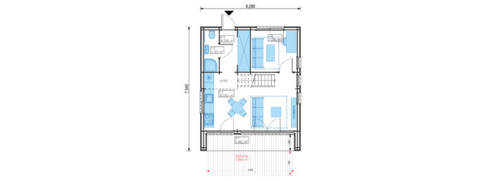 Holzhaus Kulm 4 (Isoliert , 66 mm + Holzverschalung), 49 m² – Bild 12
