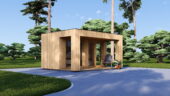 Gartensauna mit Vorraum DANIEL 34 mm + Holzverschalung), 4,6 x 2,1 m, 7,2 m² mit Terrase 6,7 m² – Bild 2