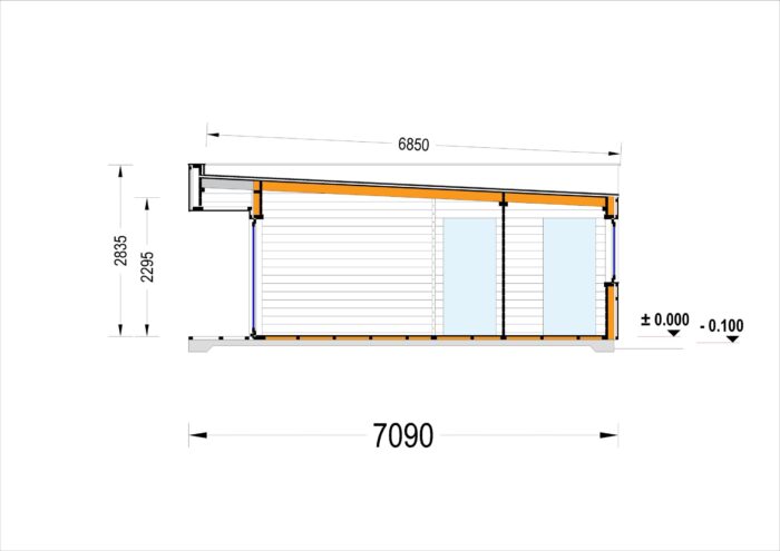 Holzhaus KULM 1 (66 mm + Holzverschalung) 48 m² Isoliert – Bild 9