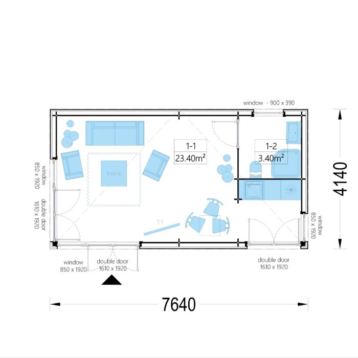 Gartenhaus PREMIUM (34mm + Holzverschalung), 7.5x4m, 30m² Extra Isoliert – Bild 7