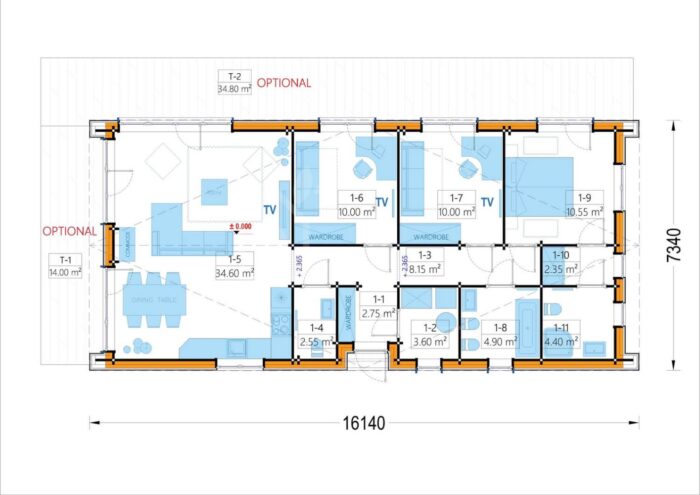 Holzhaus ROMAN(Isoliert, 66 mm + Holzverschalung), 93 m² – Bild 6