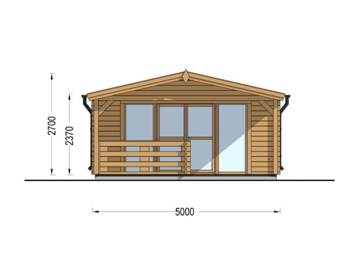Saunahaus Helga (44 mm), 5x7,5 m; 25 m² mit Terrasse 12 m² (4 Räume) – Bild 7