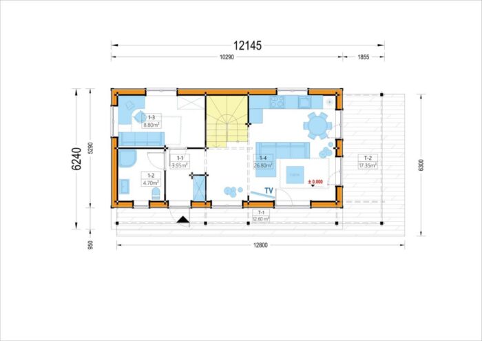 Blockbohlenhaus ANIKA Isoliert, 66 mm + Holzverschalung), 80 m² – Bild 5