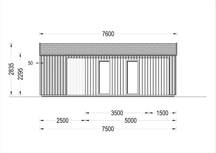 Blockbohlenhaus MILAN Modern (44 mm + Holzverschalung) – 37 m² Isoliert – Bild 9