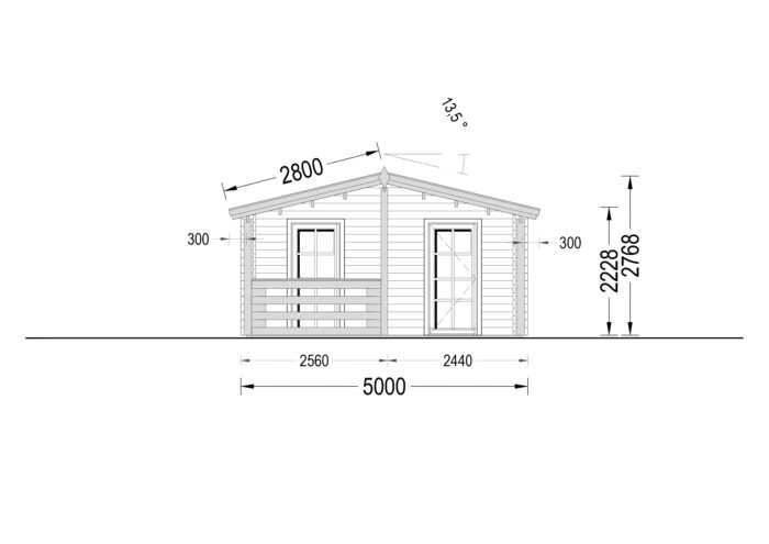 Blockbohlenhaus mit Terrasse ANTON, 5x9 m, 35 m² + 8m² Isoliert – Bild 12