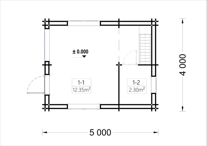 Blockbohlenhaus DORNBIRN (44+44 mm Isoliert) · 20 m² + 16 m² Schlafboden – Bild 7