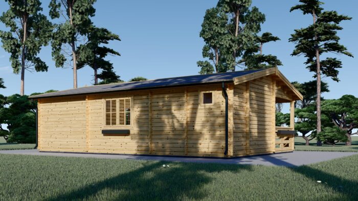 Blockbohlenhaus mit Terrasse LILLI, 32 m² + 20m² Isoliert – Bild 3