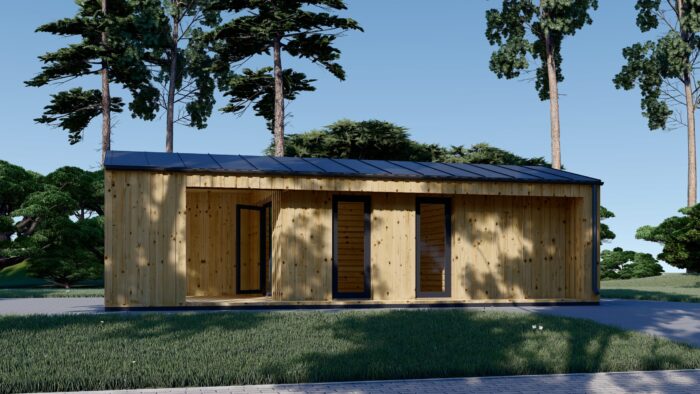 Blockbohlenhaus MILAN Modern (44 mm + Holzverschalung) – 37 m² Isoliert – Bild 4