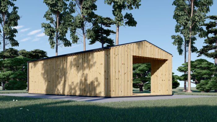Blockbohlenhaus MILAN Modern (44 mm + Holzverschalung) – 37 m² Isoliert – Bild 3