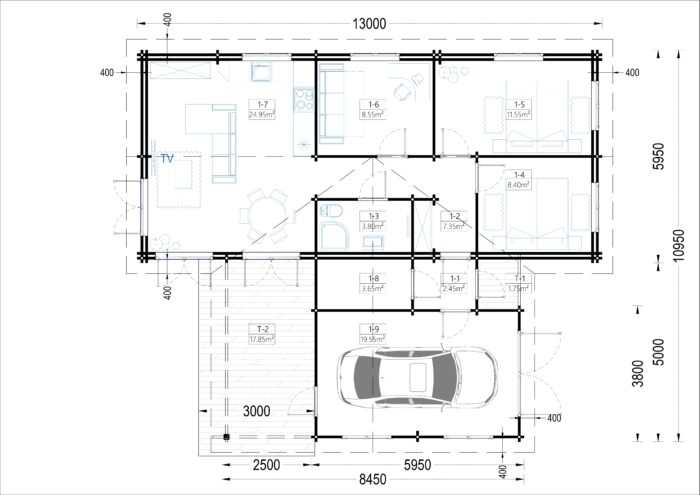 Blockbohlenhaus SEEFELD (44+44 mm) · 105 m² · Extra Isoliert – Bild 6