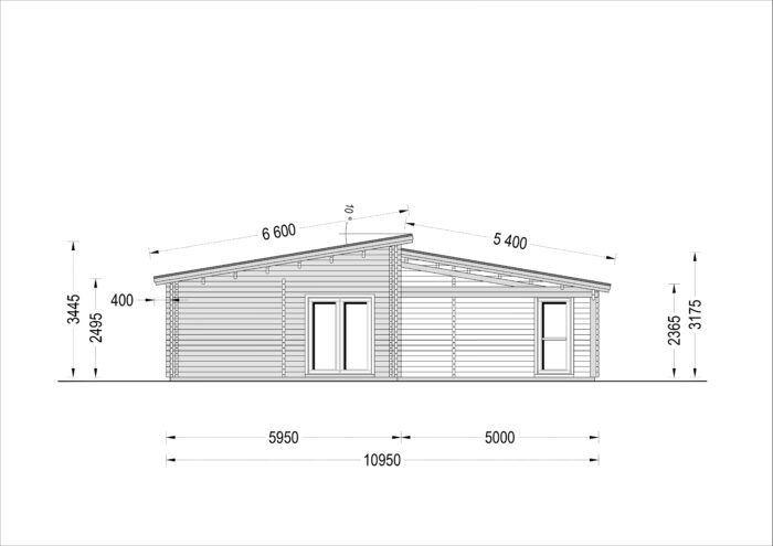 Blockbohlenhaus SEEFELD (44+44 mm) · 105 m² · Extra Isoliert · mit Pultdach – Bild 15