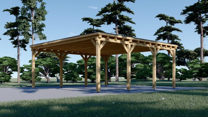 Doppelcarport aus Holz mit Flachdach · 6 × 6 m · 36 m² – Bild 4