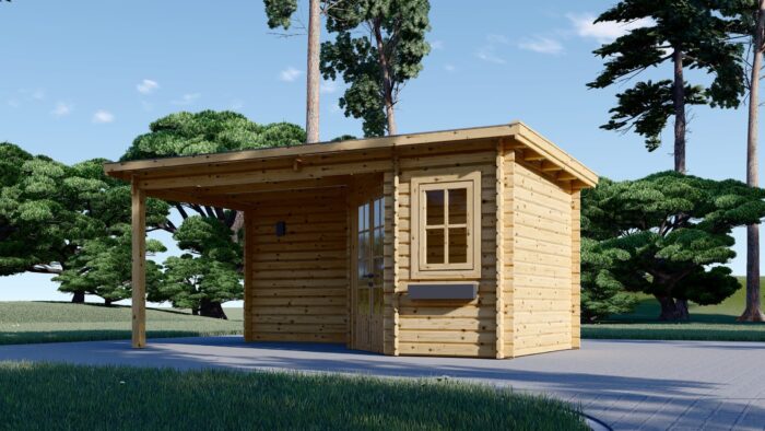 Gartenhaus mit Terrasse KATI (44 mm), 5x3 m, 7.5 m² + 7.5 m² – Bild 3
