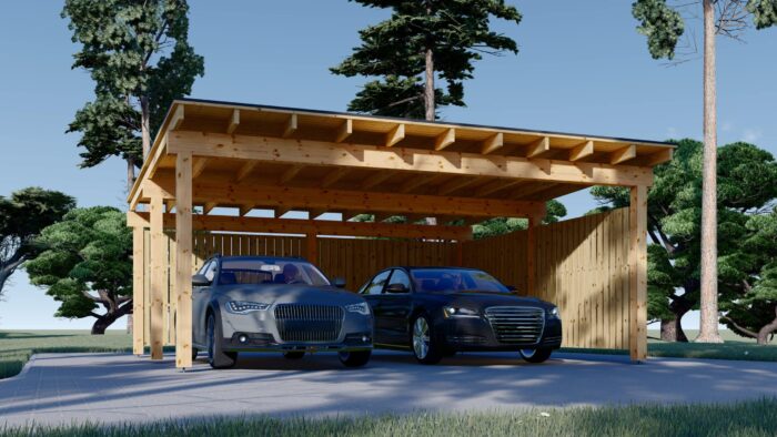 Doppelcarport NOVA mit L-förmiger Wand,  6x6m – Bild 3