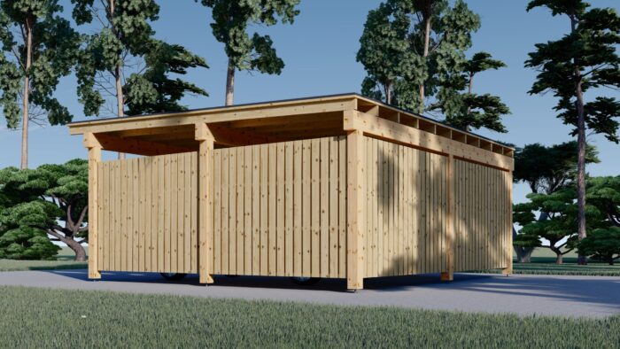 Doppelcarport NOVA mit L-förmiger Wand,  6x6m – Bild 5