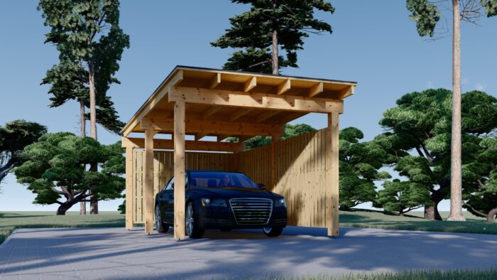 Carport NOVA mit L-förmiger Wand · 3,2 × 6 m – Bild 3