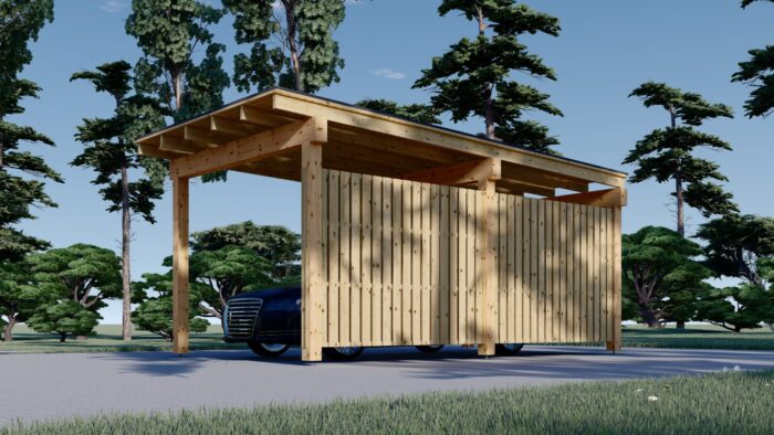 Carport NOVA mit L-förmiger Wand · 3,2 × 6 m – Bild 4