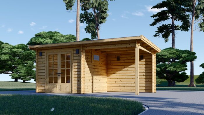 Gartenhaus LAURA mit Anbau (28 mm), 5.2x2.7 m, 7 m² + 7 m² – Bild 3