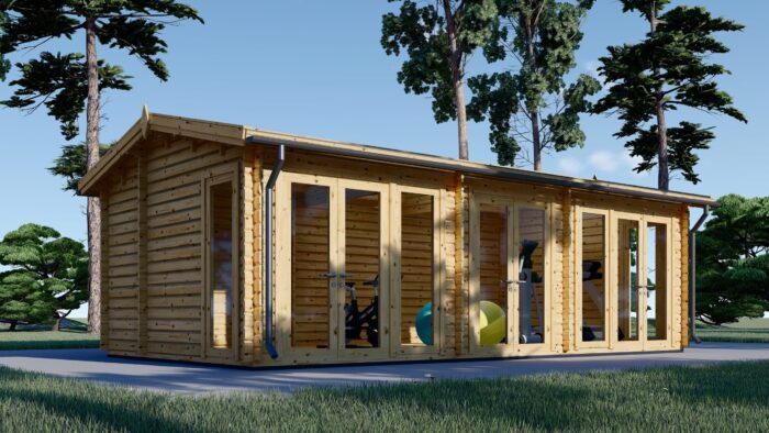 Blockbohlenhaus MARGIT (44+44 mm), 7.5x4m, 30m² Extra Isoliert – Bild 3