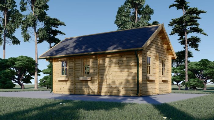 Blockbohlenhaus mit Schlafboden SALLY (44 + 44 mm) – 27 m² Extra Isoliert – Bild 5