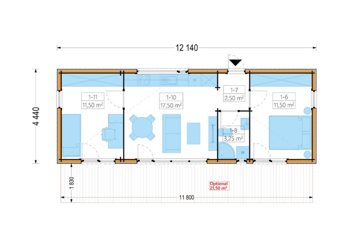 Wohnhaus BERTA 1 (66 mm + Holzverschalung Isoliert), 46 m² – Bild 7