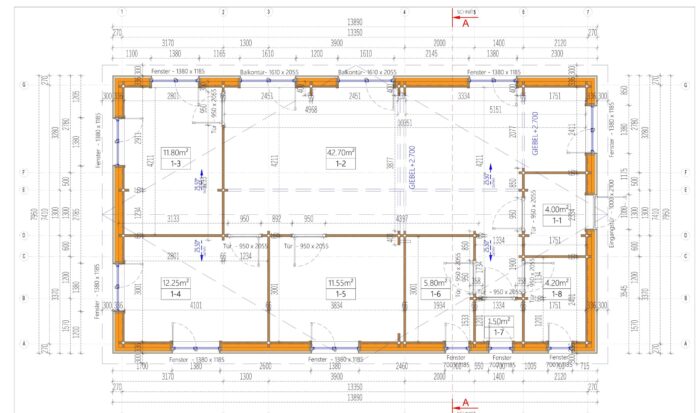 Blockbohlenhaus BERNAU 2 Isoliert, 66 mm + Holzverschalung), 94 m² – Bild 4