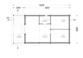 Blockbohlenhaus HANNES (Extra Isoliert, 44+44 mm) · 42 m² + 10 m² Terrasse · Pultdach – Bild 5