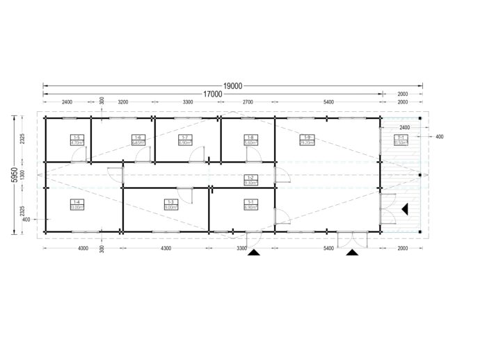 Blockbohlenhaus BIRGIT (44+44 mm) · 6 × 19 m · 114 m² · Isoliert – Bild 12