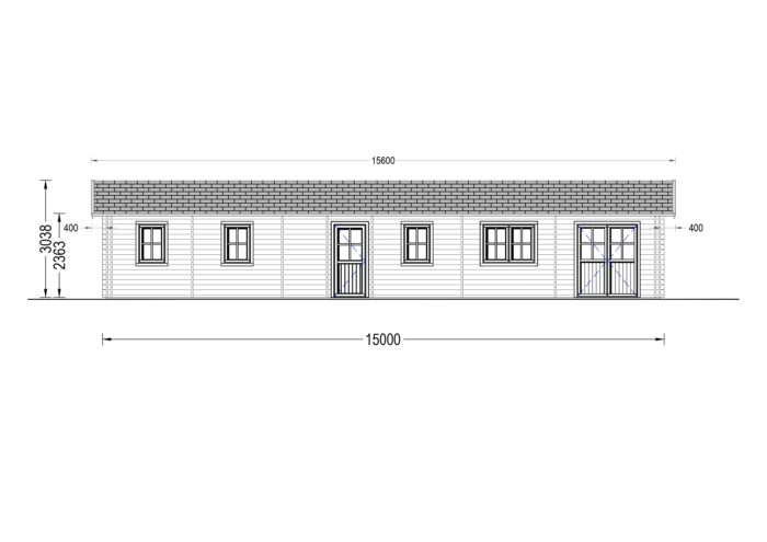 Blockbohlenhaus BOZEN (44+44 mm), 15x6m, 90m² Isoliert – Bild 8