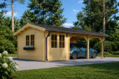 Carport 4 × 5 m mit Schuppen & Seitenwand (44 mm) · 4 × 2,5 m – Bild 4