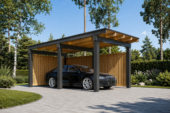Carport NOVA mit L-förmiger Wand · 3,2 × 6 m
