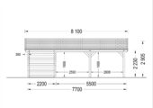 Carport aus Holz für 2 Autos mit Schuppen (44 mm), 5,5x6 m – Bild 7
