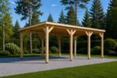 Carport aus Holz mit Flachdach, 3x6m, 18m² – Bild 2