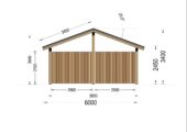 Carport aus Holz mit L-förmiger Wand SANDRA, 3.2x6 m – Bild 8