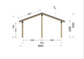 Carport aus Holz mit L-förmiger Wand SANDRA, 3.2x6 m – Bild 10