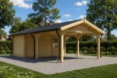 Carport aus Holz für 2 Autos mit Schuppen (44 mm), 5,5x6 m – Bild 4