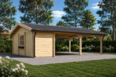 Carport aus Holz für 2 Autos mit Schuppen (44 mm), 5,5x6 m – Bild 2