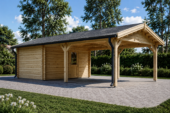 Carport aus Holz für 2 Autos mit Schuppen (44 mm), 5,5x6 m – Bild 3