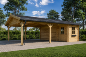 Carport aus Holz für 2 Autos mit Schuppen (44 mm), 5,5x6 m