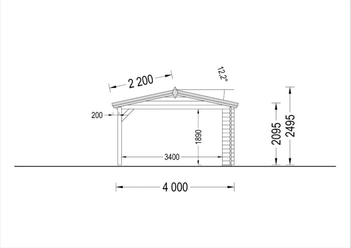 Carport 4 × 5 m mit Schuppen & Seitenwand (44 mm) · 4 × 2,5 m – Bild 9