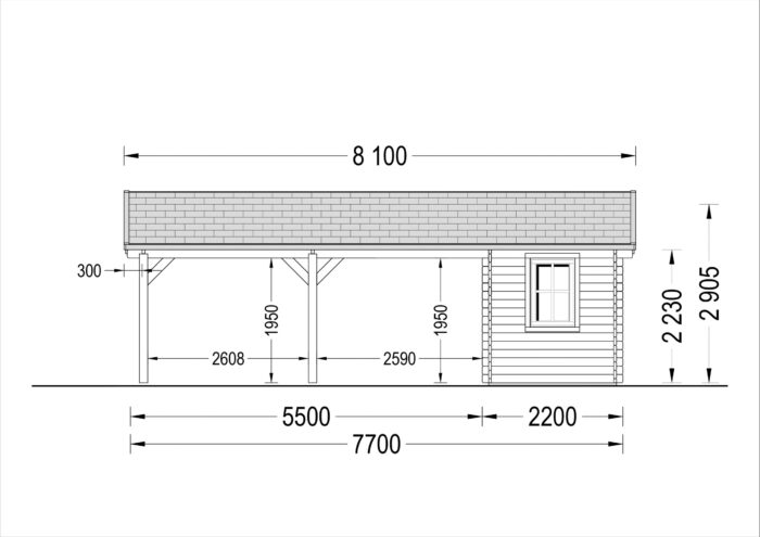 Carport aus Holz für 2 Autos mit Schuppen (44 mm), 5,5x6 m – Bild 9