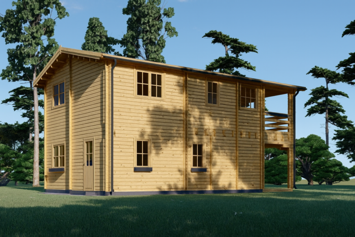 Blockbohlenhaus TURIN (66 mm) Isoliert, 100 m² + 20m² Terrasse – Bild 5