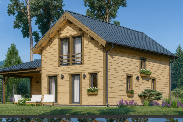 Holzhaus Klagenfurt (PREMIUM Isoliert, 66 mm + Holzverschalung), 150 m² – Bild 3