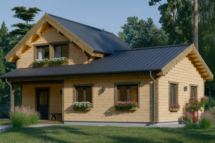Holzhaus Klagenfurt (PREMIUM Isoliert, 66 mm + Holzverschalung), 150 m² – Bild 2