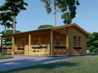 Blockbohlenhaus mit Terrasse LILLI, 32 m² + 20m² Extra Isoliert