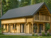 Blockbohlenhaus ANIKA Isoliert, 66 mm + Holzverschalung), 80 m²
